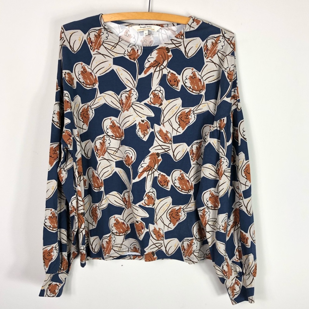 People Tree Organic Floral Balloon Sleeve Top 438
